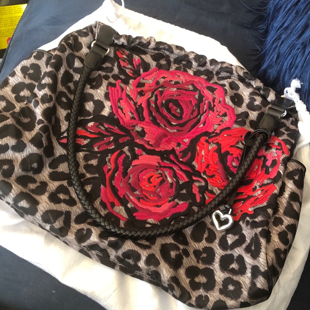 Brighton Rose and Leopard Shoulder Bag